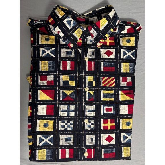 VTG Natural Issue Wrinkle Free Hawaiian Shirt Men XLT TALL Flags Design - Picture 5 of 7